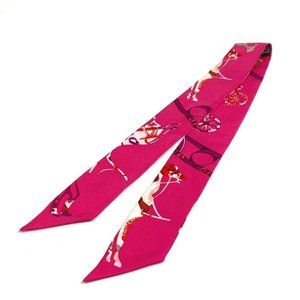 AUTH HERMES Fashion Accessories Overall handle Twilly Scarf silk pink